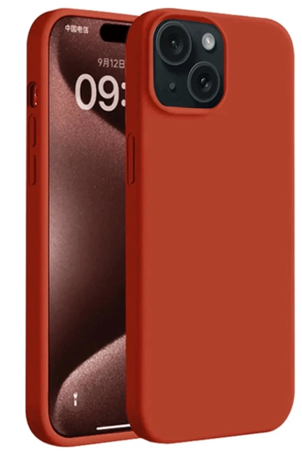 iPhone 15 Kılıf First Silikon - Kırmızı-(5796)