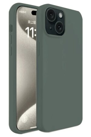 iPhone 15 Plus Kılıf First Silikon - Koyu Yeşil-(5796)