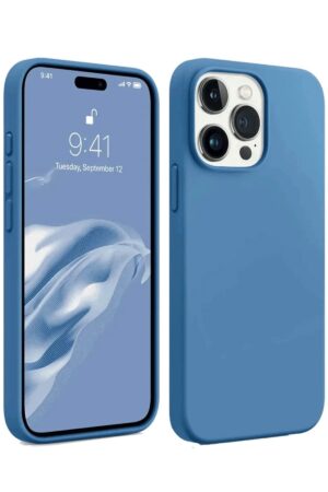 iPhone 15 Pro Max Kılıf First Silikon - Mavi-(5796)