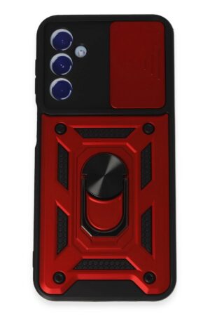 Samsung Galaxy M34 5G Kılıf Pars Lens Yüzüklü Silikon - Kırmızı-(5796)