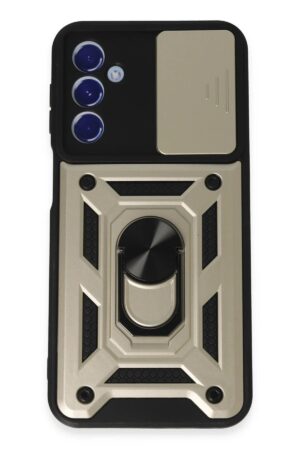 Samsung Galaxy M34 5G Kılıf Pars Lens Yüzüklü Silikon - Gold-(5796)