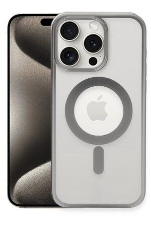iPhone 15 Pro Kılıf Erozi Magsafe Kapak - Gümüş-(5796)