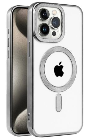 iPhone 15 Pro Kılıf Kronos Magsafe Kapak - Titanyum Gri-(5796)