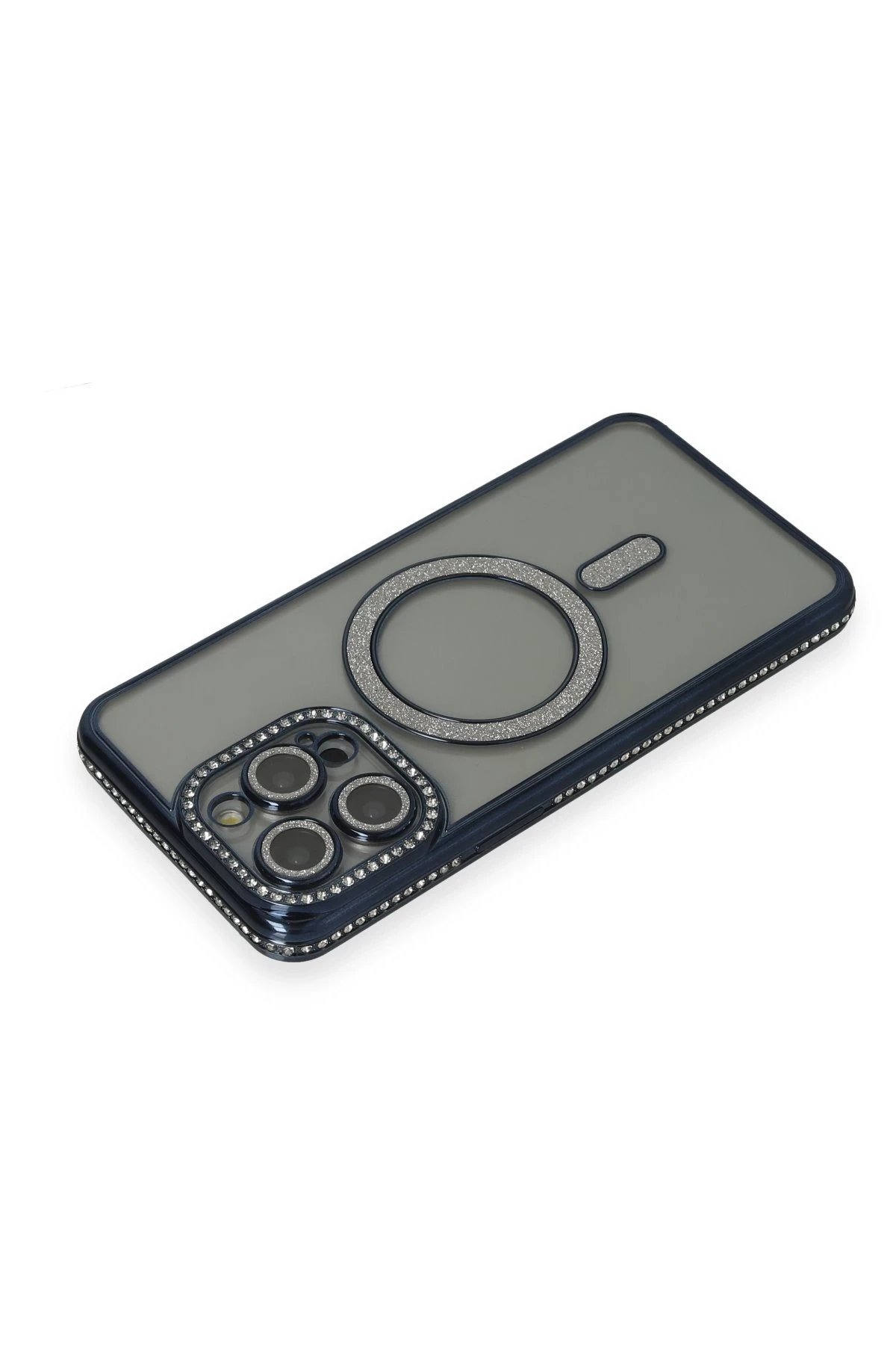 iPhone 15 Pro Kılıf Joke Simli Magneticsafe Kılıf - Lacivert-(5796) - Görsel 2