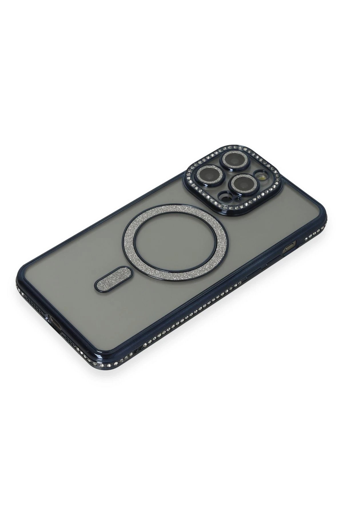 iPhone 15 Pro Kılıf Joke Simli Magneticsafe Kılıf - Lacivert-(5796) - Görsel 3