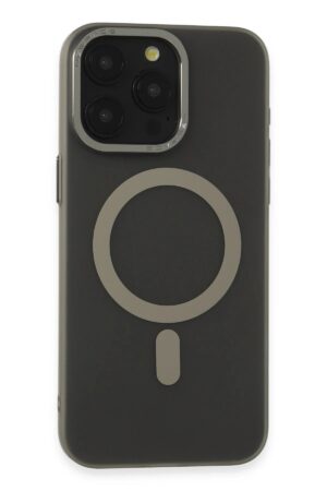iPhone 15 Pro Max Kılıf Lodos Magneticsafe Mat Kapak - Titan Gri-(5796)