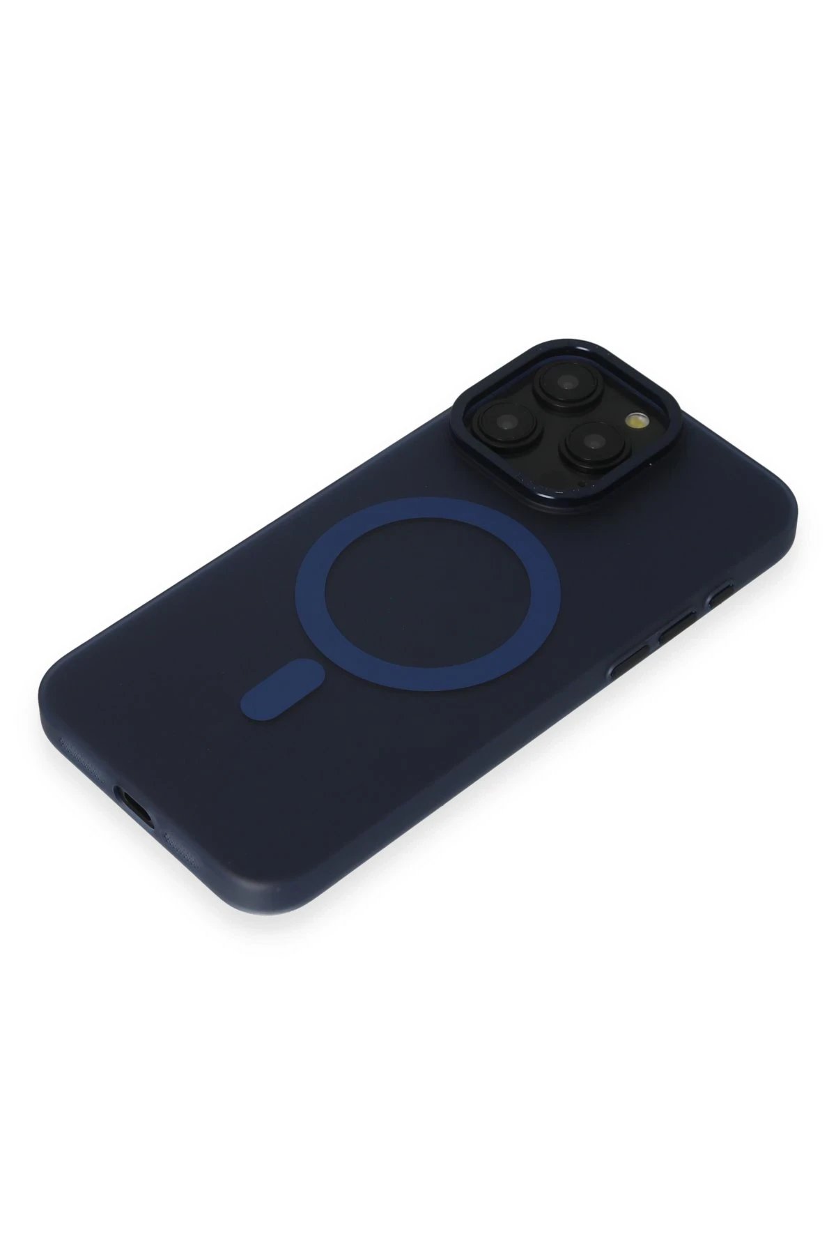 iPhone 15 Pro Kılıf Lodos Magneticsafe Mat Kapak - Mavi-(5796) - Görsel 4
