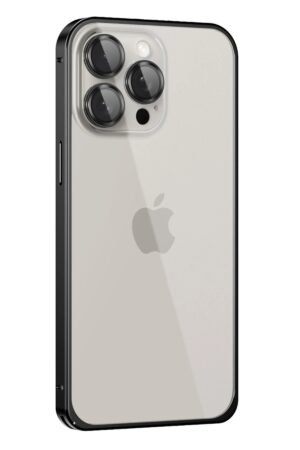 iPhone 15 Pro Metal Bumper Mat Kapak - Siyah-(5796)