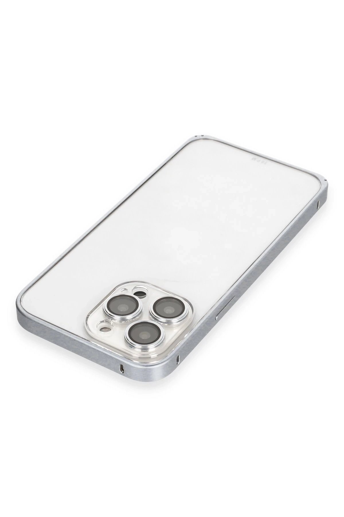 iPhone 15 Pro Metal Bumper Mat Kapak - Gri-(5796) - Görsel 4