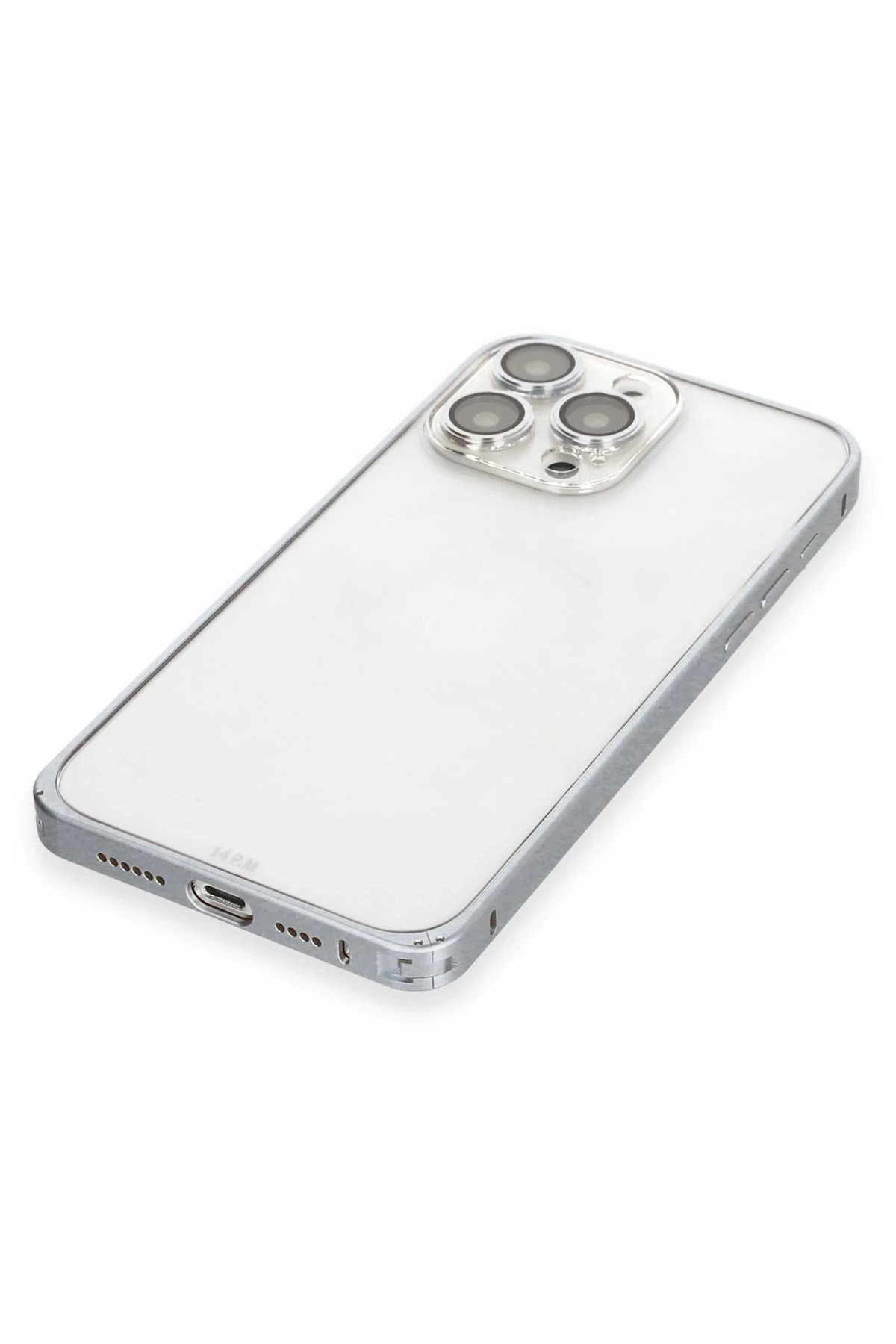 iPhone 15 Pro Metal Bumper Mat Kapak - Gri-(5796) - Görsel 5