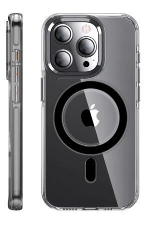 iPhone 14 Pro Kılıf Crystal Magsafe Kapak - Siyah-(5796)