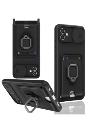 Samsung Galaxy A05 Kılıf Zuma Kartvizitli Yüzüklü Silikon - Siyah-(5796)