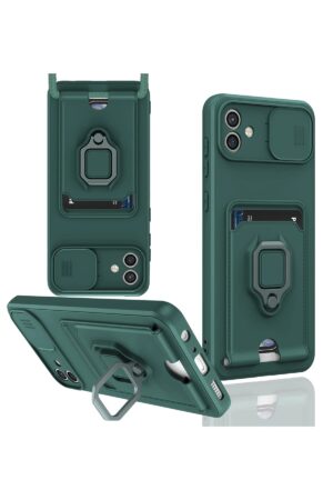 Samsung Galaxy A05 Kılıf Zuma Kartvizitli Yüzüklü Silikon - Yeşil-(5796)