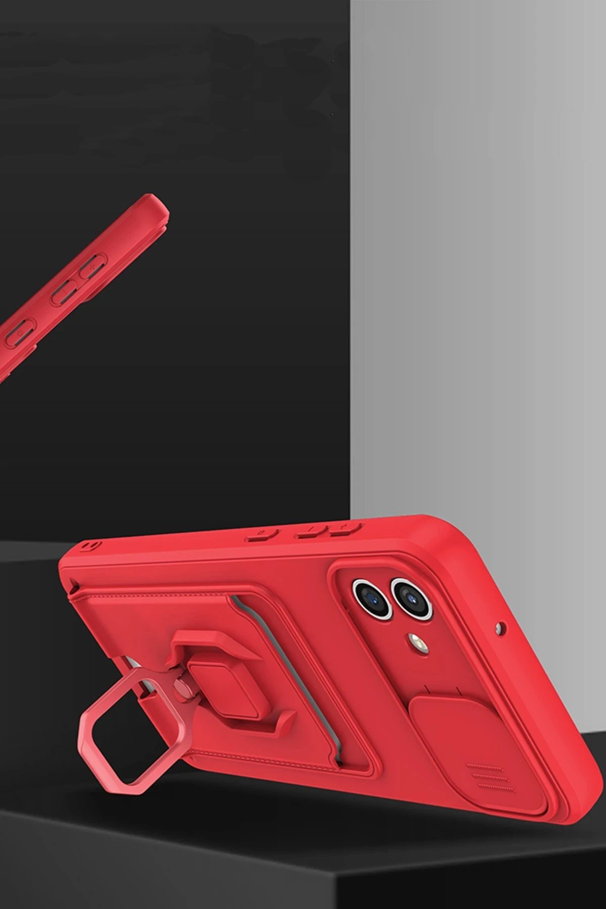 Samsung Galaxy A05 Kılıf Zuma Kartvizitli Yüzüklü Silikon - Pembe-(5796) - Görsel 3