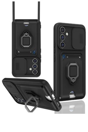 Samsung Galaxy A05S Kılıf Zuma Kartvizitli Yüzüklü Silikon - Siyah-(5796)