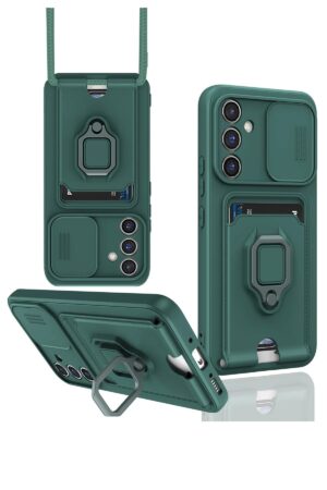 Samsung Galaxy A05S Kılıf Zuma Kartvizitli Yüzüklü Silikon - Yeşil-(5796)