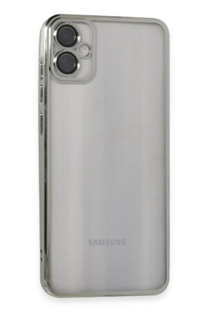 Samsung Galaxy A05 Kılıf Lensli Silikon - Gümüş-(5796)