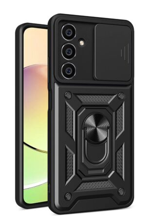 Samsung Galaxy A05 Kılıf Pars Lens Yüzüklü Silikon - Siyah-(5796)