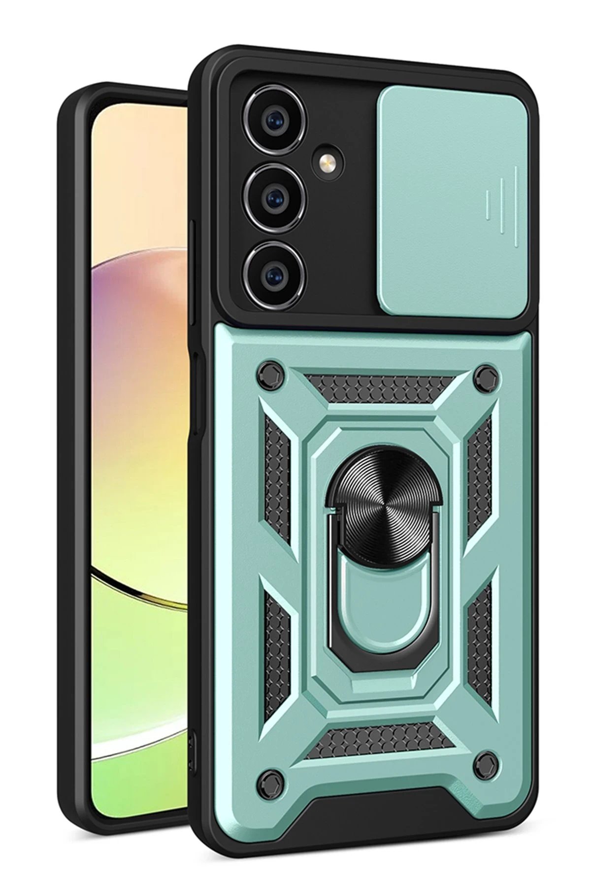 Samsung Galaxy A05 Kılıf Pars Lens Yüzüklü Silikon - Yeşil-(5796)