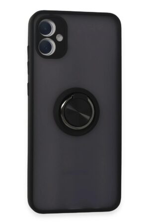 Samsung Galaxy A05 Kılıf Montreal Yüzüklü Silikon Kapak - Siyah-(5796)