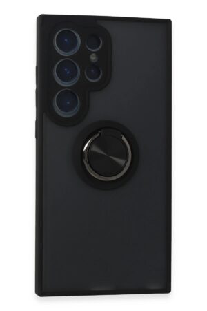 Samsung Galaxy S24 Ultra Kılıf Montreal Yüzüklü Silikon Kapak - Siyah-(5796)