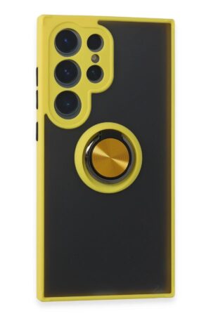 Samsung Galaxy S24 Ultra Kılıf Montreal Yüzüklü Silikon Kapak - Sarı-(5796)