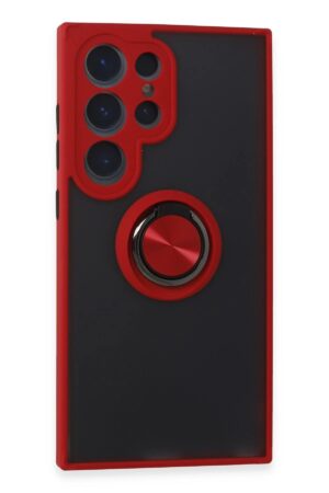 Samsung Galaxy S24 Ultra Kılıf Montreal Yüzüklü Silikon Kapak - Kırmızı-(5796)