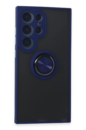 Samsung Galaxy S24 Ultra Kılıf Montreal Yüzüklü Silikon Kapak - Lacivert-(5796)