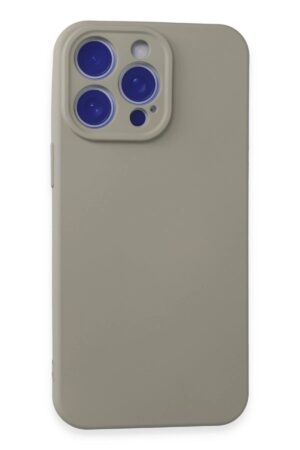 iPhone 15 Pro Max Kılıf Nano içi Kadife Silikon - Titan Gri-(5796)