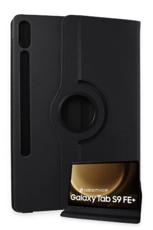 Samsung Galaxy X610 Tab S9 FE Plus 12.4 Kılıf 360 Tablet Deri Kılıf - Siyah-(5796)