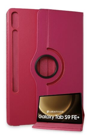 Samsung Galaxy X610 Tab S9 FE Plus 12.4 Kılıf 360 Tablet Deri Kılıf - Pembe-(5796)