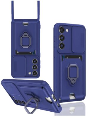 Samsung Galaxy S24 Plus Kılıf Zuma Kartvizitli Yüzüklü Silikon - Lacivert-(5796)