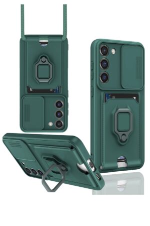 Samsung Galaxy S24 Plus Kılıf Zuma Kartvizitli Yüzüklü Silikon - Yeşil-(5796)