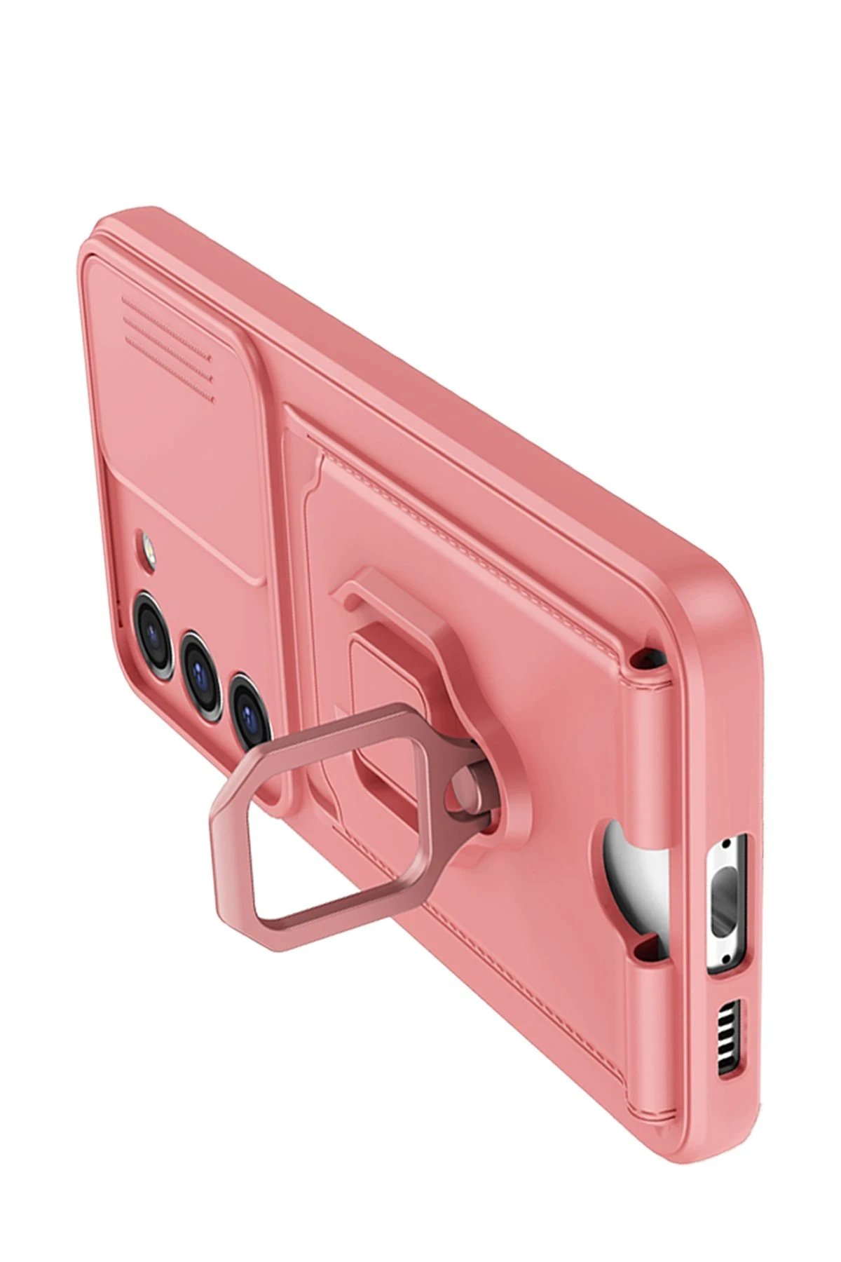 Samsung Galaxy S24 Plus Kılıf Zuma Kartvizitli Yüzüklü Silikon - Pembe-(5796) - Görsel 3