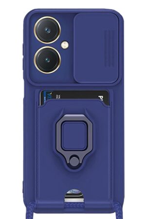 Vivo Y27 Kılıf Zuma Kartvizitli Yüzüklü Silikon - Lacivert-(5796)