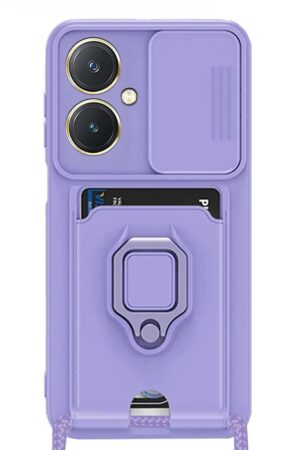 Vivo Y27 Kılıf Zuma Kartvizitli Yüzüklü Silikon - Lila-(5796)