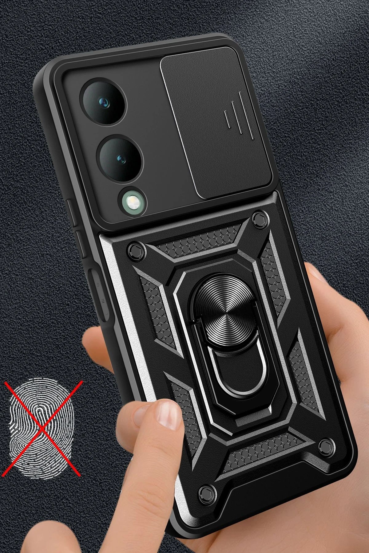 Vivo Y17S Kılıf Pars Lens Yüzüklü Silikon - Lacivert-(5796) - Görsel 2