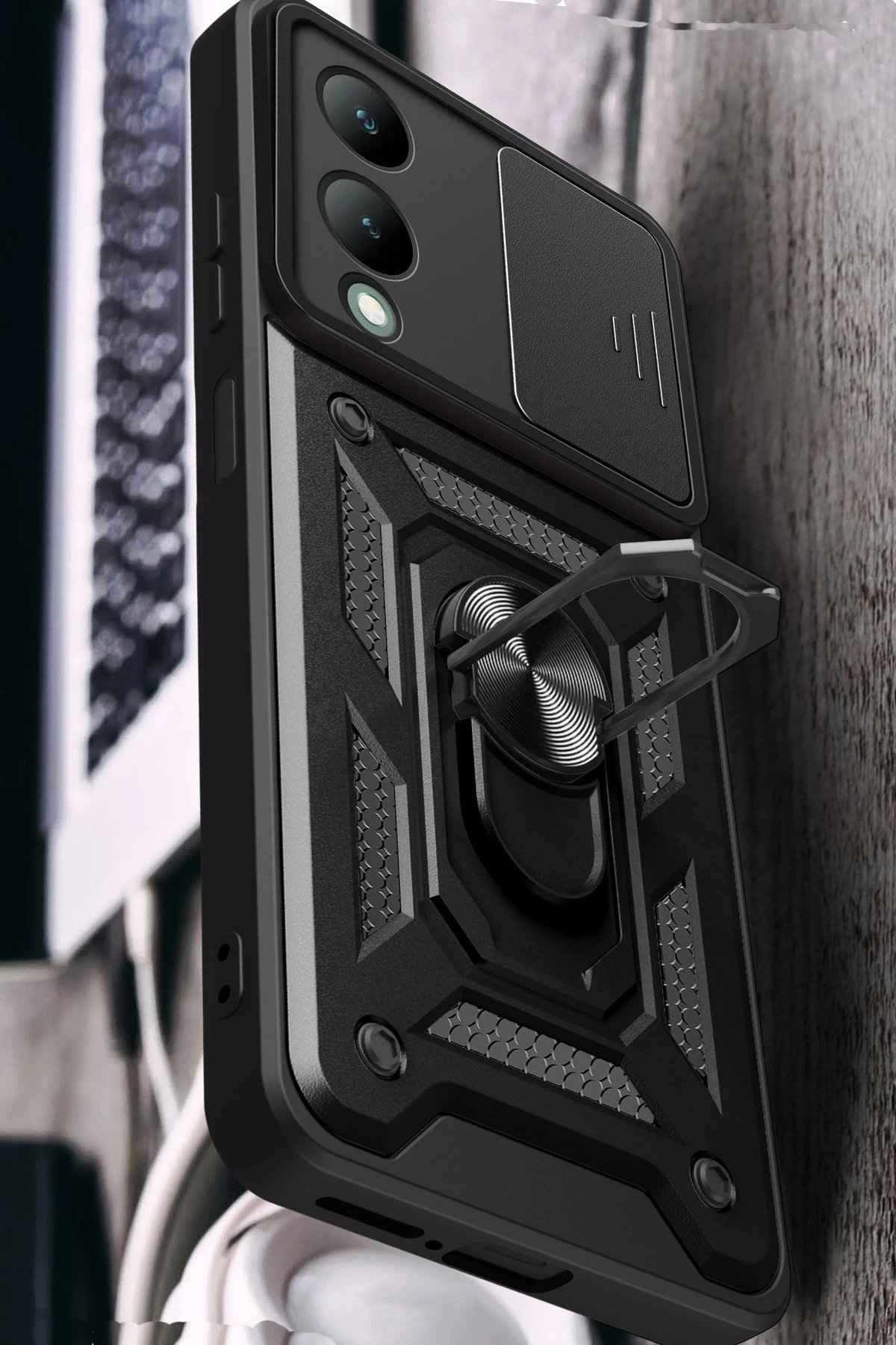 Vivo Y17S Kılıf Pars Lens Yüzüklü Silikon - Lacivert-(5796) - Görsel 3