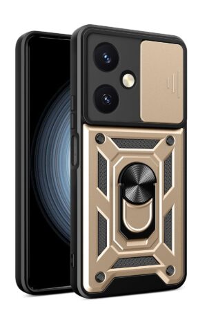 Vivo Y27 Kılıf Pars Lens Yüzüklü Silikon - Gold-(5796)