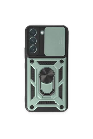 Samsung Galaxy S24 Kılıf Pars Lens Yüzüklü Silikon - Yeşil-(5796)