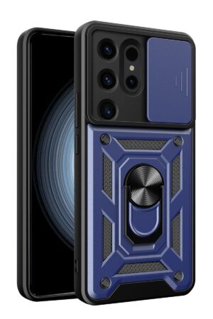 Samsung Galaxy S24 Ultra Kılıf Pars Lens Yüzüklü Silikon - Lacivert-(5796)