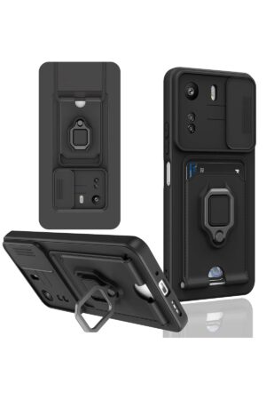 Xiaomi Redmi 13C Kılıf Zuma Kartvizitli Yüzüklü Silikon - Siyah-(5796)