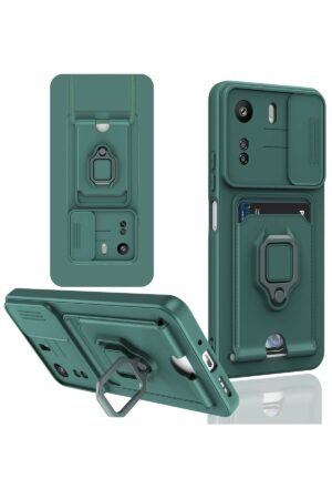 Xiaomi Redmi 13C Kılıf Zuma Kartvizitli Yüzüklü Silikon - Yeşil-(5796)