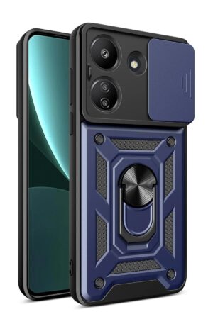 Xiaomi Redmi 13C Kılıf Pars Lens Yüzüklü Silikon - Lacivert-(5796)