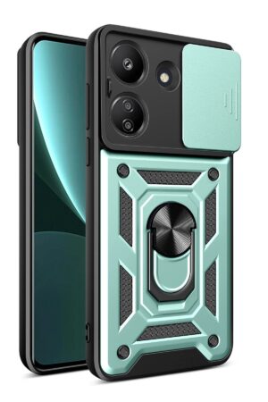 Xiaomi Redmi 13C Kılıf Pars Lens Yüzüklü Silikon - Yeşil-(5796)