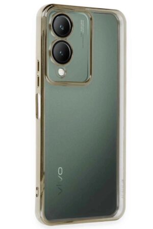 Vivo Y17S Kılıf Lensli Silikon - Gold-(5796)
