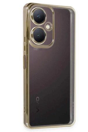Vivo Y27 Kılıf Lensli Silikon - Gold-(5796)
