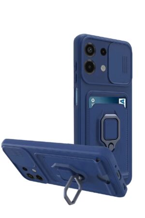 Xiaomi Redmi Note 13 4G Kılıf Zuma Kartvizitli Yüzüklü Silikon - Lacivert-(5796)