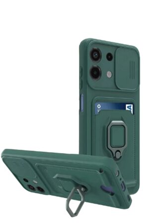 Xiaomi Redmi Note 13 4G Kılıf Zuma Kartvizitli Yüzüklü Silikon - Yeşil-(5796)