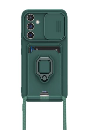 Samsung Galaxy A25 5G Kılıf Zuma Kartvizitli Yüzüklü Silikon - Yeşil-(5796)
